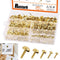 Rustark 500PCS 5 Sizes Brass Paper Fasteners Round Brads Fasteners Assortment Kit Mushroom Head Paper Fasteners Brass Metal Brads Scrapbooking Dec...