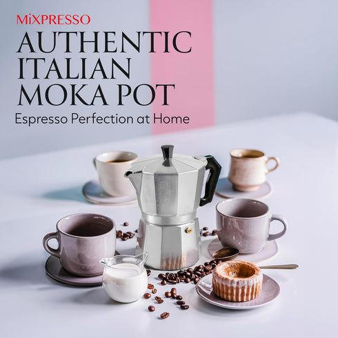 Mixpresso 3 Cup Moka Pot Cuban Coffee Maker, Moka Pot for Gas, Electric Stove Top, Classic Italian Coffee Maker, Stovetop Espresso Maker, Camping ...