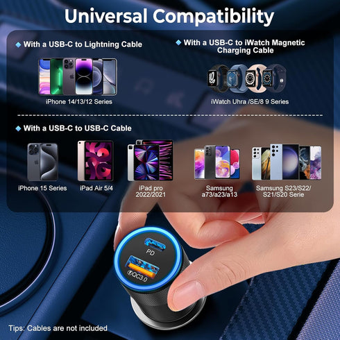 Car Charger USB C 3-Pack, Ancekoy 38W Dual Port PD + QC 3.0 Car Charger Adapter Fast Charging Cigarette Lighter USB Charger Adapter for iPhone 15 ...