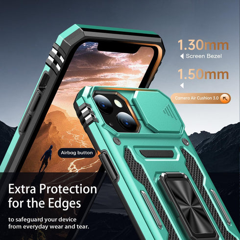 MERRO for iPhone 13 Case with Screen Protector,Sliding Camera Cover,Military-Grade Cover with Magnetic Stand Phone Case 6.1" Turquoise......