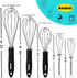 Anaeat Stainless Steel Kitchen Whisk Set of 5, Milk and Egg Beater Blender with Thick Wire for Whisking, Cooking, Baking, Beating and Stirring - 5...