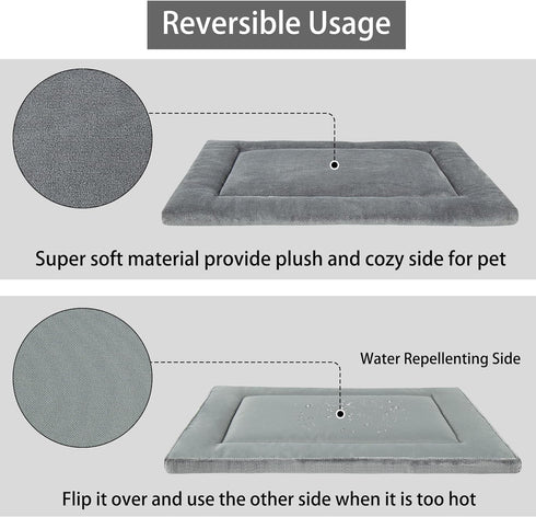 Dog Bed Mat, Crate Pad Reversible(Cool or Warm), Ultra Soft Dog Kennel Pad, Cozy Sleeping Mat for Small, Middle and Large Dogs and Cats (S(24”x 18...