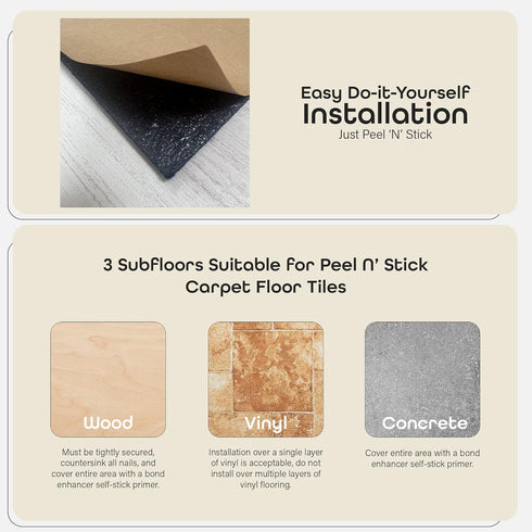 Nexus Self Adhesive 12-Inch Carpet Floor Tiles, 12 Tiles - 12" x 12", Tan - Peel & Stick, DIY Flooring for Kitchen, Dining Room, Bedrooms & Bathro...
