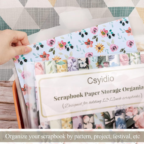 Csyidio 10PCS 12 x 12 Inch Scrapbook Paper Storage Organizer with Label Stickers, Clear Paper Storage Bag for Holding Scrapbook Paper Pad, Vinyl P...