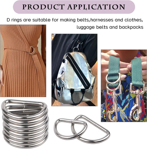 10pcs/Pack 1-1/2 inch Metal D Ring Semi-Circular Non Welded Nickel Plated for Hardware Bags Ring Hand DIY Accessories(Nickel, Webbing Size 38mm)...