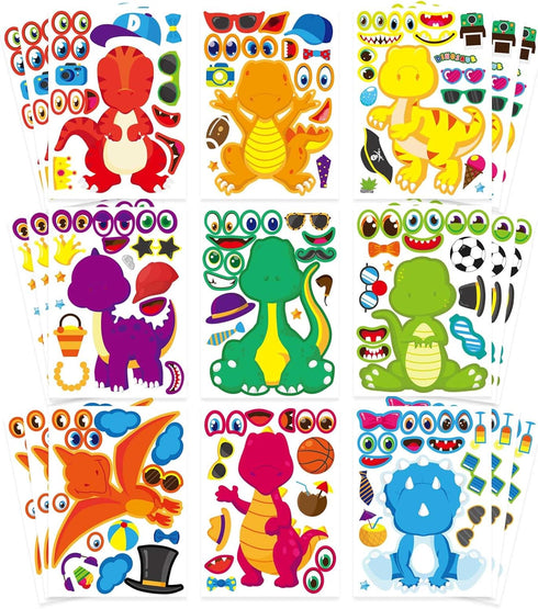 27 Pieces Make Your Own Dinosaur Stickers Make A Face Stickers for Kids Toddlers with Dinosaur System DIY Craft Stickers Kids Party Favor Supplies...
