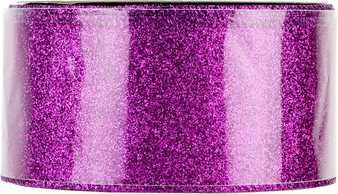MEEDEE Purple Glitter Ribbon Halloween Ribbon 2.5 Inch Purple Wired Ribbon by 25 Yards Purple Tree Ribbon Purple Christmas Ribbon Purple Ribbon fo...