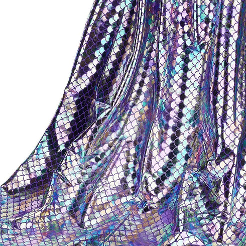 FINGERINSPIRE Mermaid Scales Fabric 39x59 inch Sparkly Purple Hologram Spandex Fish Scale Fabric Charming Illusion Color Glitter Fabric Mermaid Pr...
