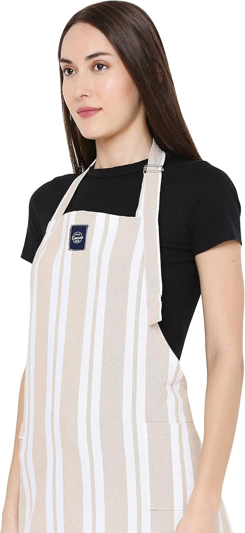 Encasa Chef Kitchen Apron for Men & Women | 27x33 in | Durable Cotton | 1 Pocket & 1 Towel Holder | Adjustable Strap and Waist Ties for Optimal Fi...
