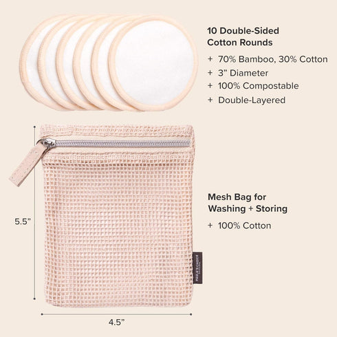 Paula's Choice Reusable Makeup Remover Pads, Eco-Friendly Cotton & Bamboo Rounds for Toner & Exfoliants, Includes Washable Bag for Laundry & Stora...