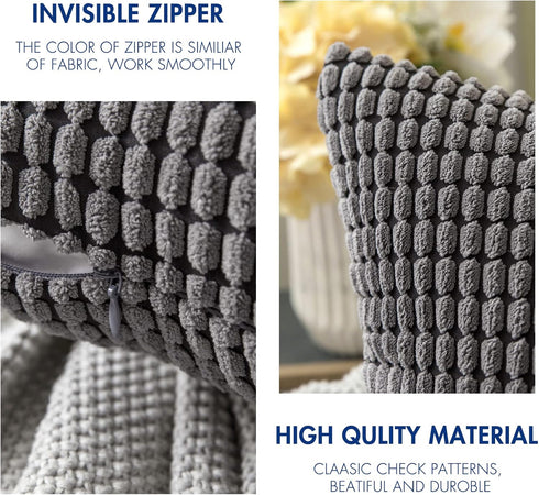 MIULEE Pack of 2 Pillow Covers 18x18 Inch Granules Soft Corduroy Decorative Throw Pillow Covers for Couch Cushion Sofa Bedroom Living Room, Grey...