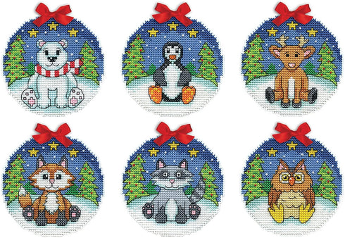 Design Works Crafts Rustic Animals Counted Cross Stitch Ornament Kit - Set of 6...