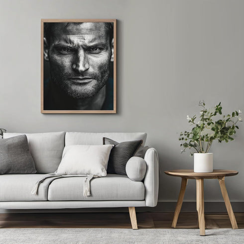 Posterizer 1 pcs-close up black and white photograph of a rugged man 4-Photography Art-Retro Art-Decorations for Bedroom, Office, Living Room - un...