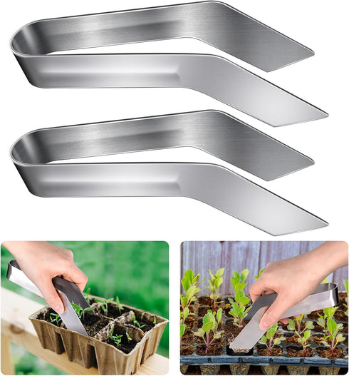 2 Pcs Seedling Transplant Tongs- 6.7 Inch Stainless Steel Gardening Plants Transplant Tongs- Seedling Remove Transplant Pliers for Reducing Root D...
