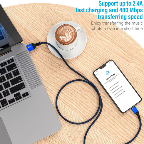 iPhone Charger Cable, Apple MFi Certified 4 Pack 6 FT Blue Long Lightning Fast Charging High Speed Data Sync USB Cable Compatible iPhone 14 13 12 ...