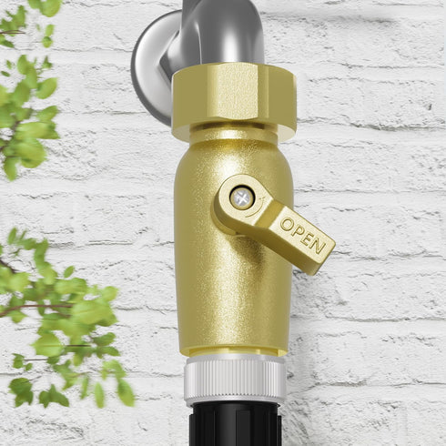 Heavy Duty Garden Hose Connector with Shut Off Valve, Water Hose Flow Control Adapter with 2 Extra Silicone Washers...