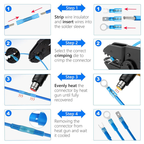 Kuject 320 PCS Heat Shrink Wire Connectors, Multipurpose Waterproof Electrical Wire Terminals kit, Insulated Crimp Connectors Ring Fork Spade Butt...