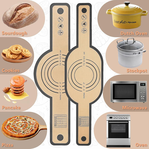 Silicone Bread Sling Reusable Baking Mat with Long Handles, 2 PCS Easy and Stable to Transfer Bread Heat Resistant Protector Pad Mat for Oven...