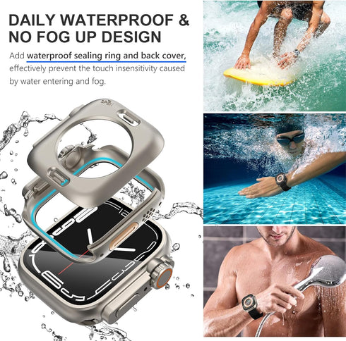 WINGLE 2 in 1 Waterproof Case for Apple Watch Screen Protector 40mm Series 6 5 4 SE?Looks Like Apple Watch Ultra?, 2 Pack iWatch Face Cover + Back...