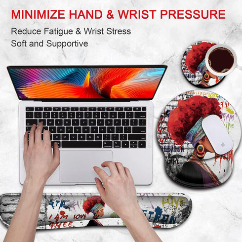 Ergonomic Mouse Pad Wrist Support Gel and Keyboard Wrist Rest Set for Laptop, Mac, Gaming and Office, Durable, Comfortable and Pain Relief + Coast...