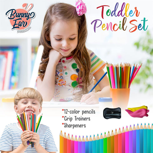 Vibrant Color Pencils - Great for Toddlers and Adults - Premium 12-Color Pencil Set for Books, Sketching, Shading - Toddler friendly with Drawing ...