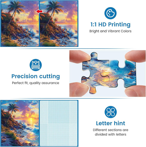 300 Pieces Jigsaw Puzzle for Adults,Hawaii Beach Sunset Puzzles Highlights The Azure Skies & Serene Shorelines - Thick, Sturdy Pieces Challenging ...