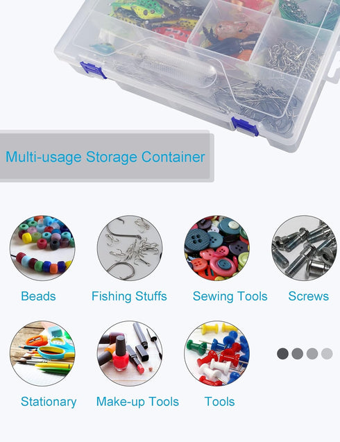 Beoccudo Tackle Box Beads Organizer Tackle Boxes with Dividers Plastic Storage Large 10 Grids Box Jewelry Compartment Container...