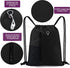 BeeGreen Black Drawstring Backpack Gym Bag For Men Women String Sports Backpack With Water Bottle Mesh Pockets And 2 Zippered Pocket Large Cinch S...