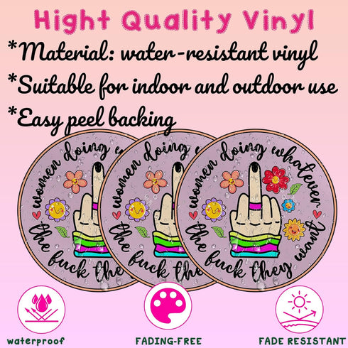 Set 3PCS - Women Doing Whatever The Fuck They Want Sticker Middle Finger Die-Cut Waterproof Vinyl Sticker for Hard Hat Laptop Water Bottle Phone C...