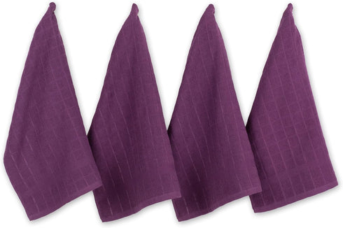 DII Basic Terry Collection Windowpane Dishtowel Set, 16x26, Eggplant Solid, 4 Piece...