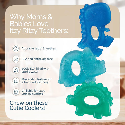 Itzy Ritzy Water-Filled Teethers - Cold Cutie Coolers Textured On Both Sides to Massage Sore Gums & Emerging Teeth - Can Be Chilled in Refrigerato...