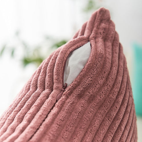 Home Brilliant Pink Pillow Cover 18x18 Striped Velvet Corduroy Decorative Pink Throw Pillows for Couch Bedroom Girls Room, (45x45 cm, 18inch), Dry...