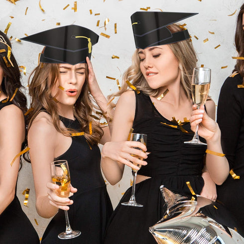 Syhood 36 Pcs Paper Graduation Cap for Kid Adult 2025 Adjustable Graduation Hat Headband Crown for Ceremony Party(Black)...