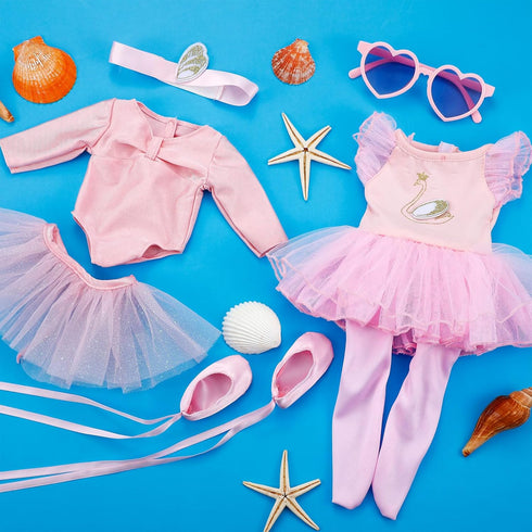 Kajaia 8 Pcs 18 Inch Doll Ballet Ballerina Outfits 18 Inch Doll Clothes and Accessories Ballet Tutu Dance Dress Ballet Shoes Headband Doll Clothes...