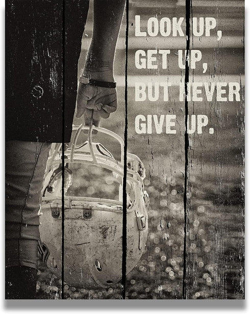 Look Up, Get Up, But Never Give Up - Football Wall Art Decor Print - unframed artwork printed on photograph paper...