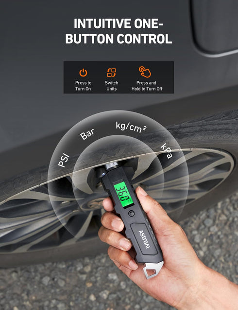 AstroAI Digital Tire Pressure Gauge, 230 PSI 4 Settings Heavy Duty for Car Bicycle with Larger Backlit LCD Flashlight and Non-Slip, Black...