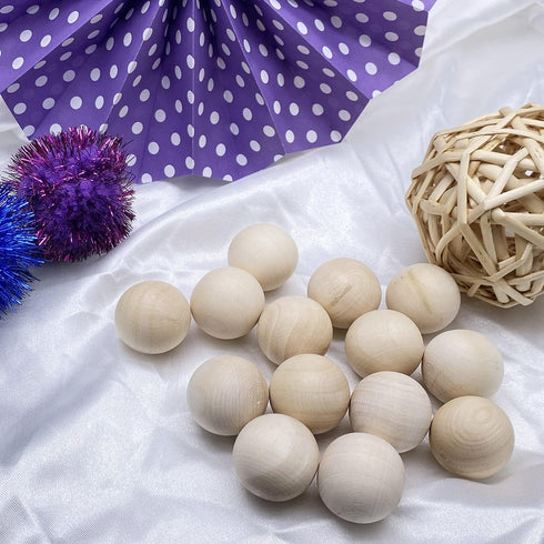 1 inch Natural Round Wooden Ball, Hardwood Balls, for Crafts and DIY Projects, Bag of 50....