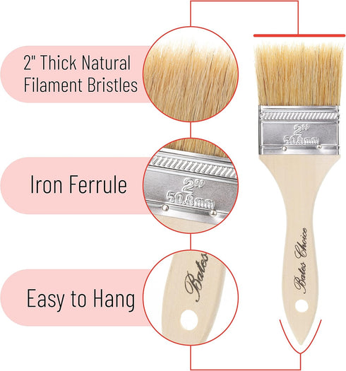 Bates- Chip Paint Brushes, 2 Inch, 9 Pack, Chip Brush, Brushes for Painting, Paint Brushes, 2 Inch Paint Brush, Stain Brushes for Wood, Natural Br...