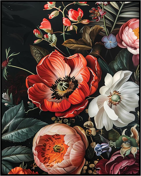 Posterizer 1 pcs-red-blush and white wild flowers-Floral & Botanical Art-Abstract & Modern Art-Decor for Home & Office- UNFRAMED Wall Art...