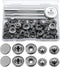 Luter 12 Sets 15mm Snap Buttons Fastener Kit No Sew Removable Metal Heavy Duty Snap Buttons with 4 Metal Install Tools for Denim Clothing Jeans Pa...