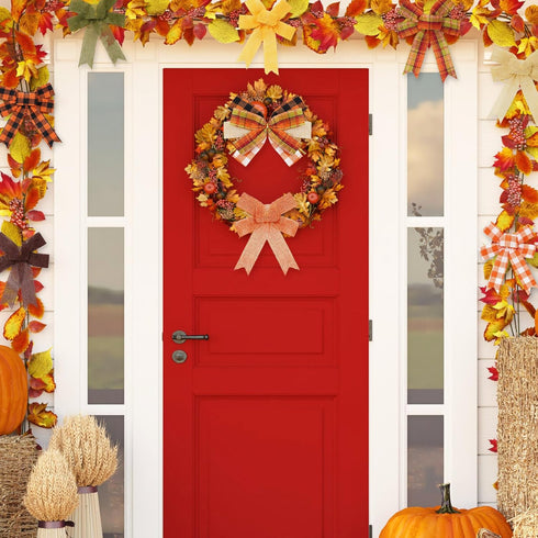 Whaline 10 Rolls 50 Yards Plaid Burlap Ribbon Rolls 1 Inch Fall Wrapping Ribbon Thanksgiving Ribbon Autumn Decorative Ribbon for Autumn Harvest Th...