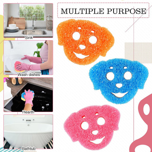 6 Pcs Dog Dual Sided Scrub Sponge Cleaning Sponges Cute Temperature Sensitive Dish Sponges for Washing Dishes Non Scratch Household Multi Use Spon...
