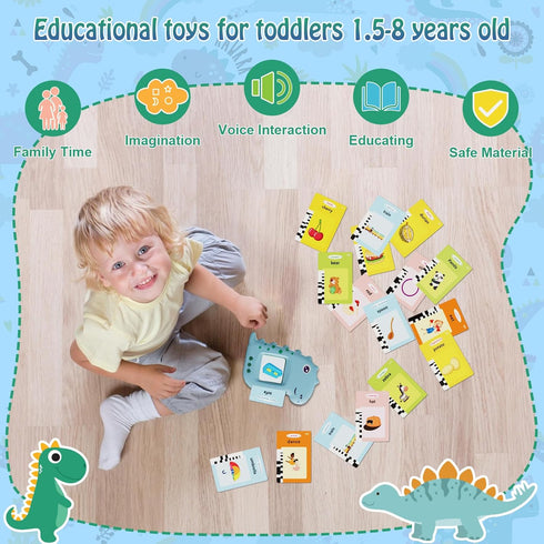 Talking Flash Cards with 224 Sight Words, Preschool Montessori Toys for Early Learning, Toddler Words Learning Interactive Toys, Dinosaur Educatio...