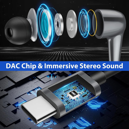 USB C Headphones Wired Earbuds for Android iPhone 15 Pro Plus Samsung Galaxy S24 Ultra S23 S21 FE S20 A35 Type C Earphones with Microphones Volume...