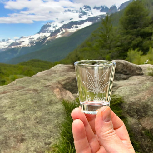 2oz Pot Leaf Go Green Shot Glass...