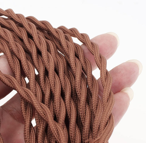 RTNLIT 11.8Ft Twisted Cloth Covered Lamp Cord with Switch Button and Molded Plug,18-Gauge Fabric Electrical Cord, Stripped Ends Ready for Wiring(3...