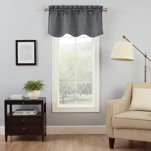 ECLIPSE Canova Blackout Thermaback Window Valance Curtains for Kitchen or Bathroom, 42 in x 21 in, Charcoal...