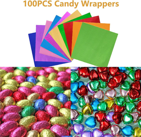 100PCS Foil Candy Wrappers, 4 x 4 Inch Candy Wrappers, Rose Foil Candy Wrapper for Chocolate Bar Wrappers for DIY Candies, Chocolate, Cake (Rose)...