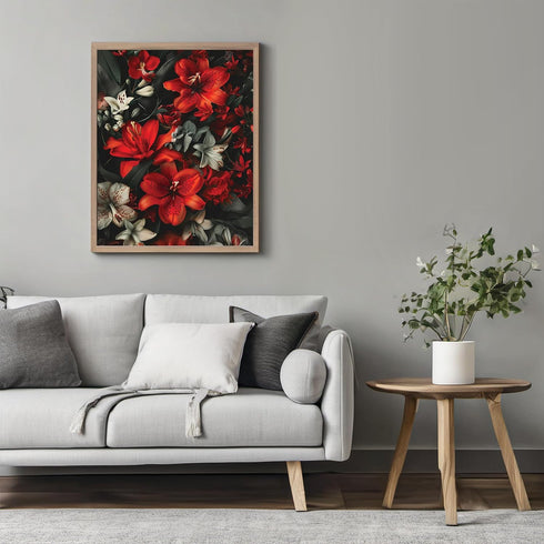 Posterizer 1 pcs-vibrant red natural bouquet of flowers-Floral & Botanical Art-Abstract & Modern Art-Decor for Home & Office- UNFRAMED Wall Art...