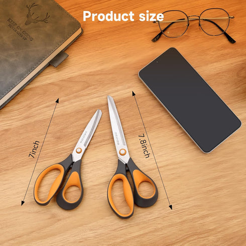 All Purpose Scissors Utility Scissors for Office Home Supplies,Crafting Scissors 2 Pack,Right Handed,Different Size...
